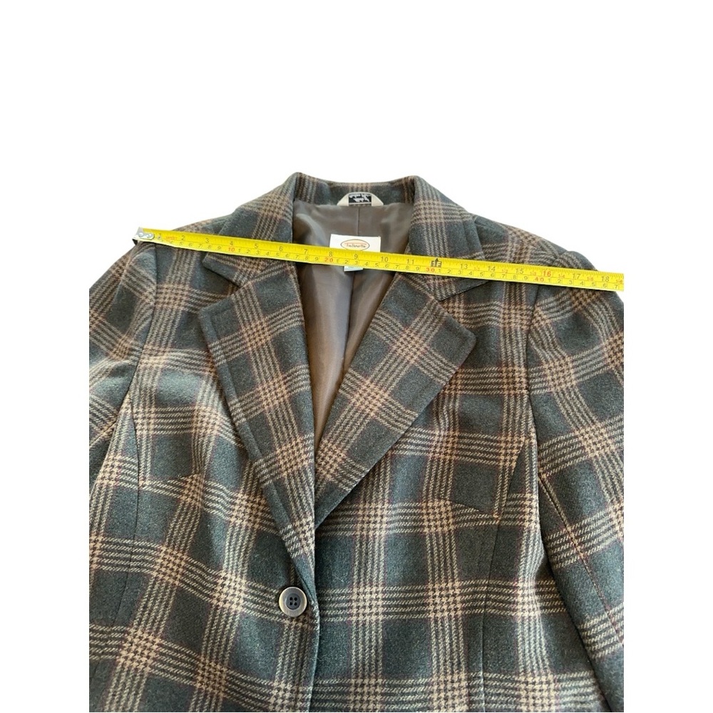 Vintage Talbots Wool Blend Plaid Blazer Academia Equestrian Jacket Medium Olive - Picture 5 of 14
